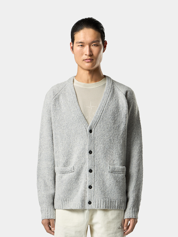 STC27 Men's and Women's V-neck Button Double Pocket Ribbed Edge Back Logo Embroidered Knitted Sweater Clothing