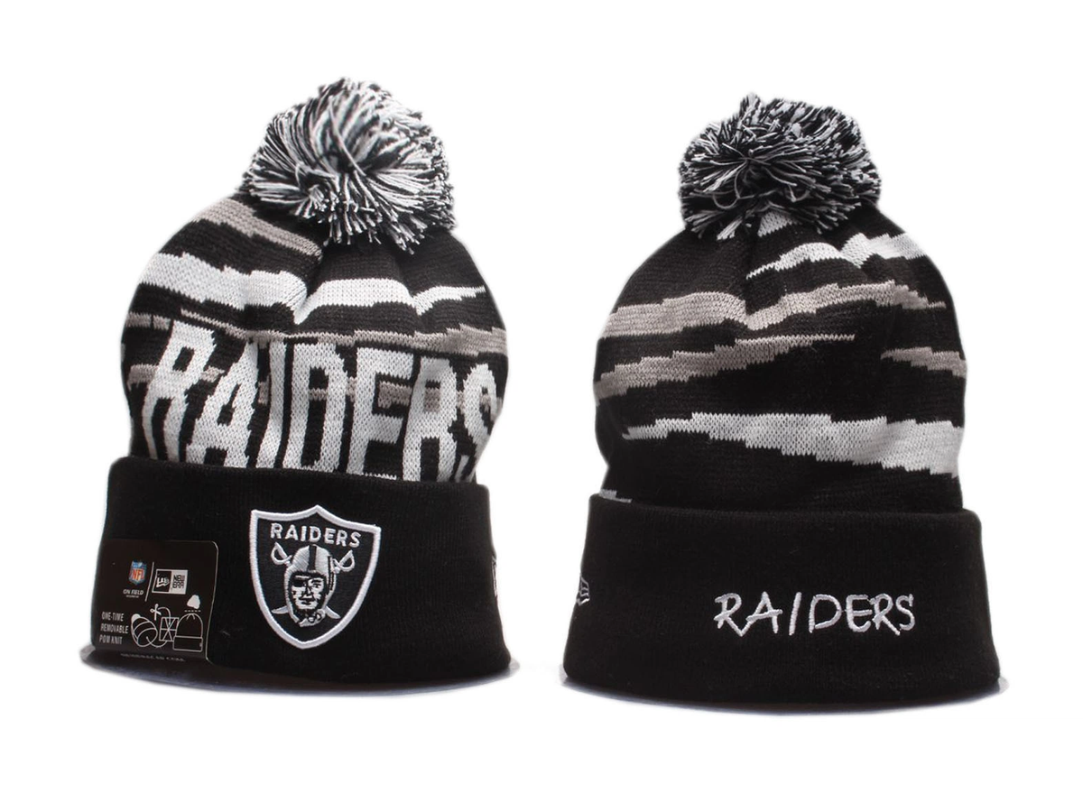 Las Vegas Raiders Pom Pom Cuffed Knit Beanie`
