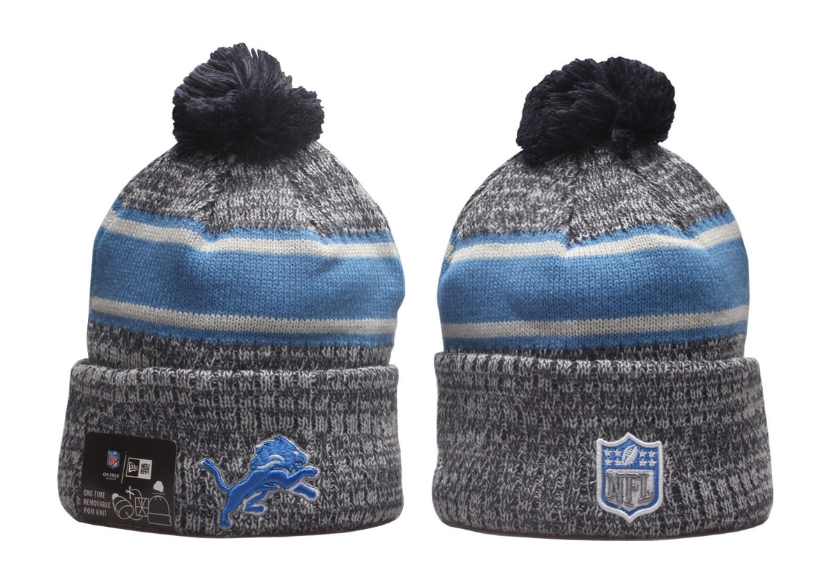 Detroit Lions Pom Pom Cuffed Knit Beanie