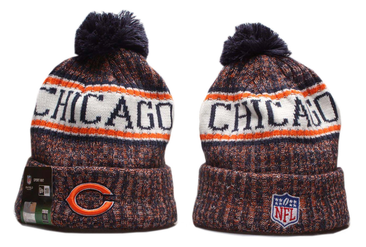 Chicago Bears Pom Pom Cuffed Knit Beanie