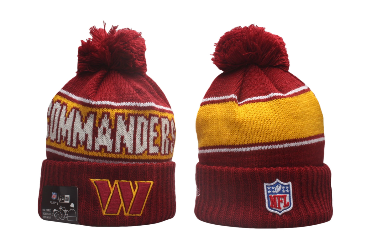 Washington Commanders Pom Pom Cuffed Knit Beanie