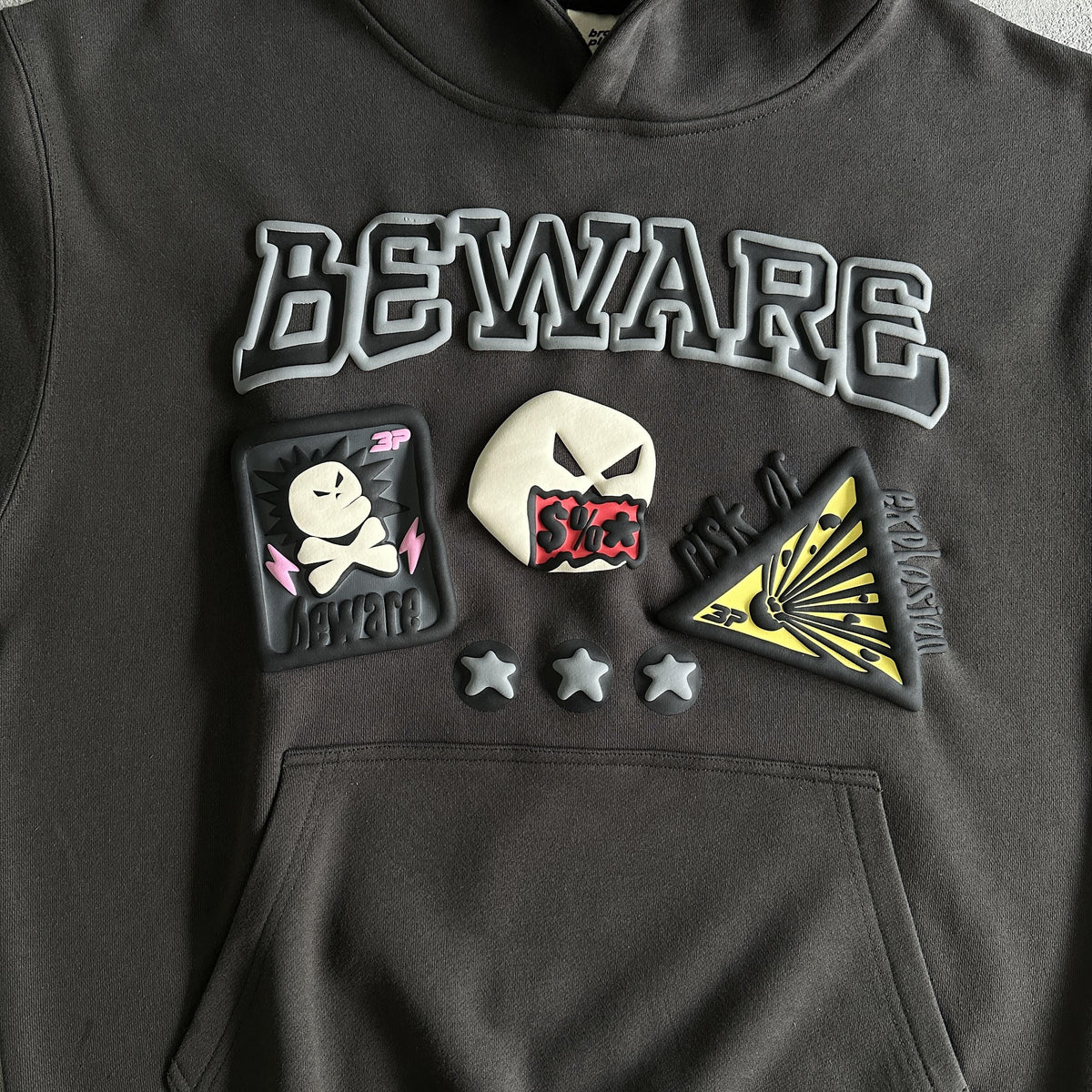 Broken Planet Beware Hoodie Soot Black