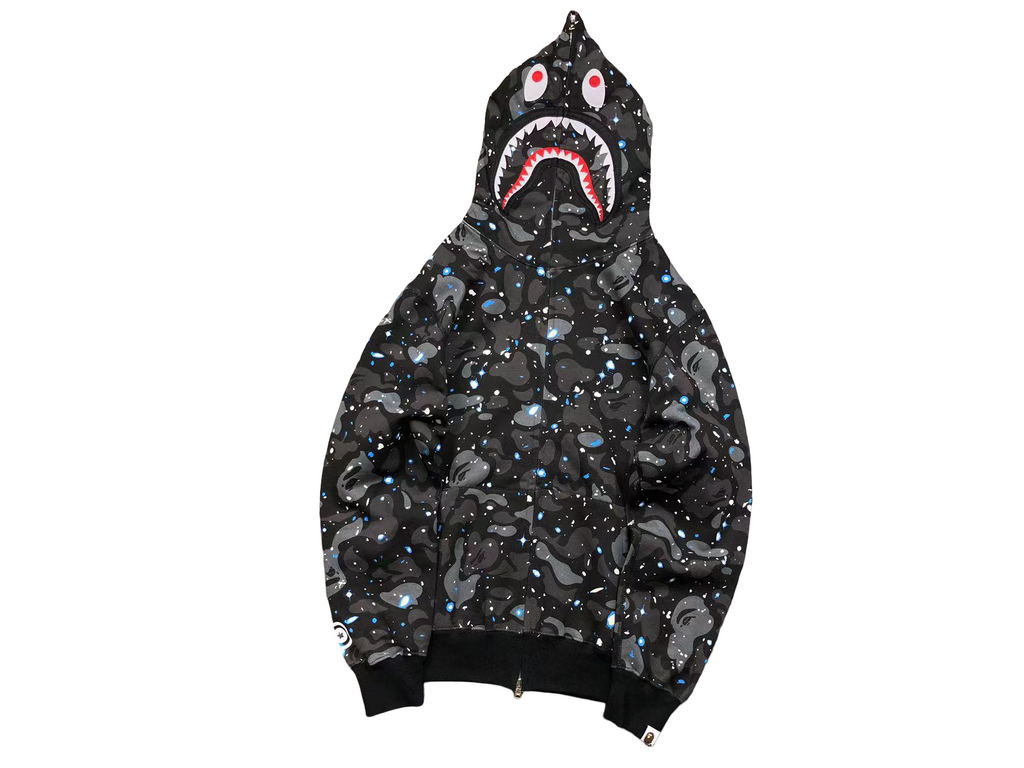BAPE Space Camo Shark Full Zip Hoodie Black Multi