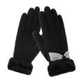 New Elegant Padded Fall Winter Warm Gloves Touch Screen Fleece Double Layer Windproof Coldproof Outdoor Gloves Women