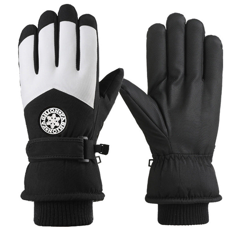 Ski gloves women's winter velvet outdoor cycling and mountaineering thickened waterproof, windproof and cold-proof warm gloves