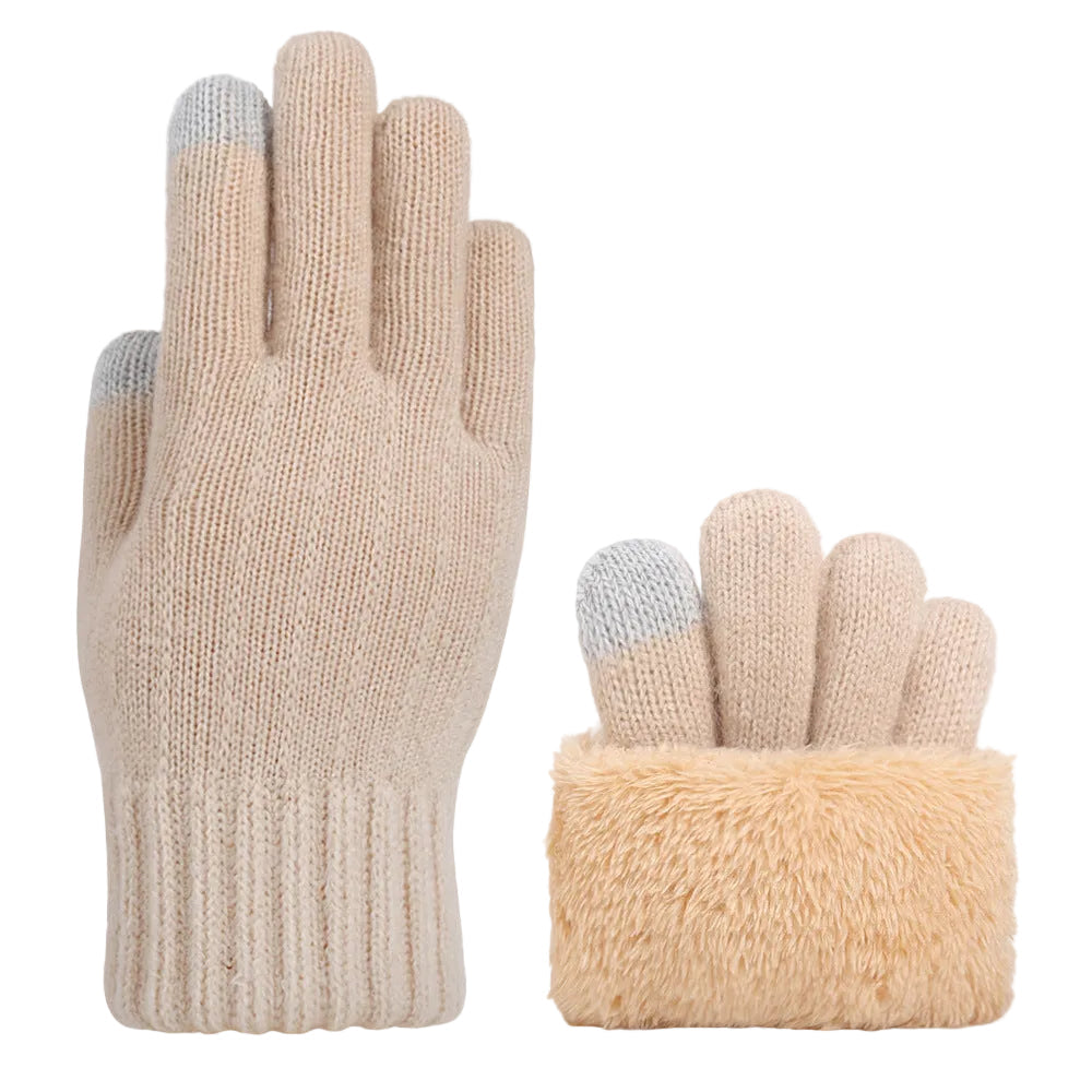 Cold Warmer Knitted Gloves Fleece Thicker Double Touchscreen Wholesale Adult Cold Warmer Touchscreen Gloves