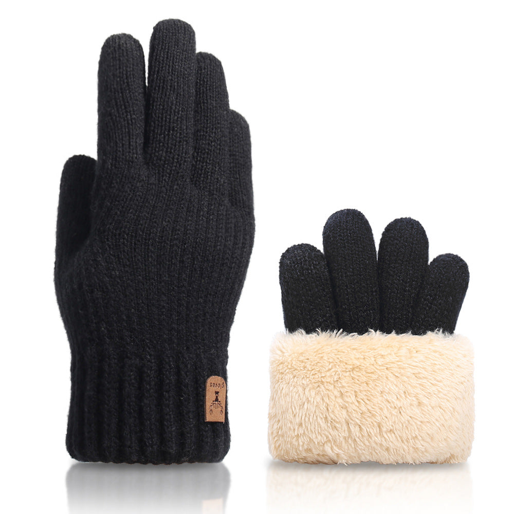 New Cross-Border Yarn Knitted Touchscreen Gloves Men Winter Fleece Thickened Outdoor Cold Warmer Gloves Wholesale