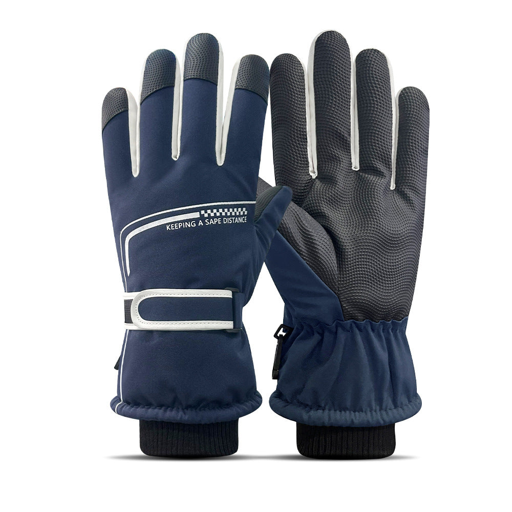Ski gloves women's winter velvet outdoor cycling and mountaineering thickened waterproof, windproof and cold-proof warm gloves