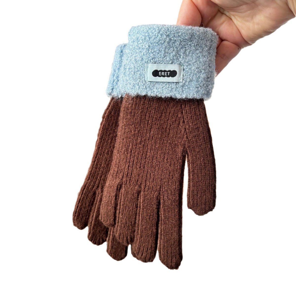 Korean style soft glutinous lamb ring color matching gloves women winter student warm cycling five-finger knitted gloves naked finger touch screen