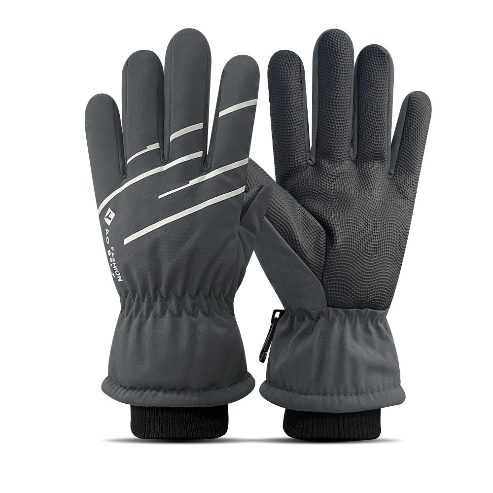 Ski gloves women's winter velvet outdoor cycling and mountaineering thickened waterproof, windproof and cold-proof warm gloves