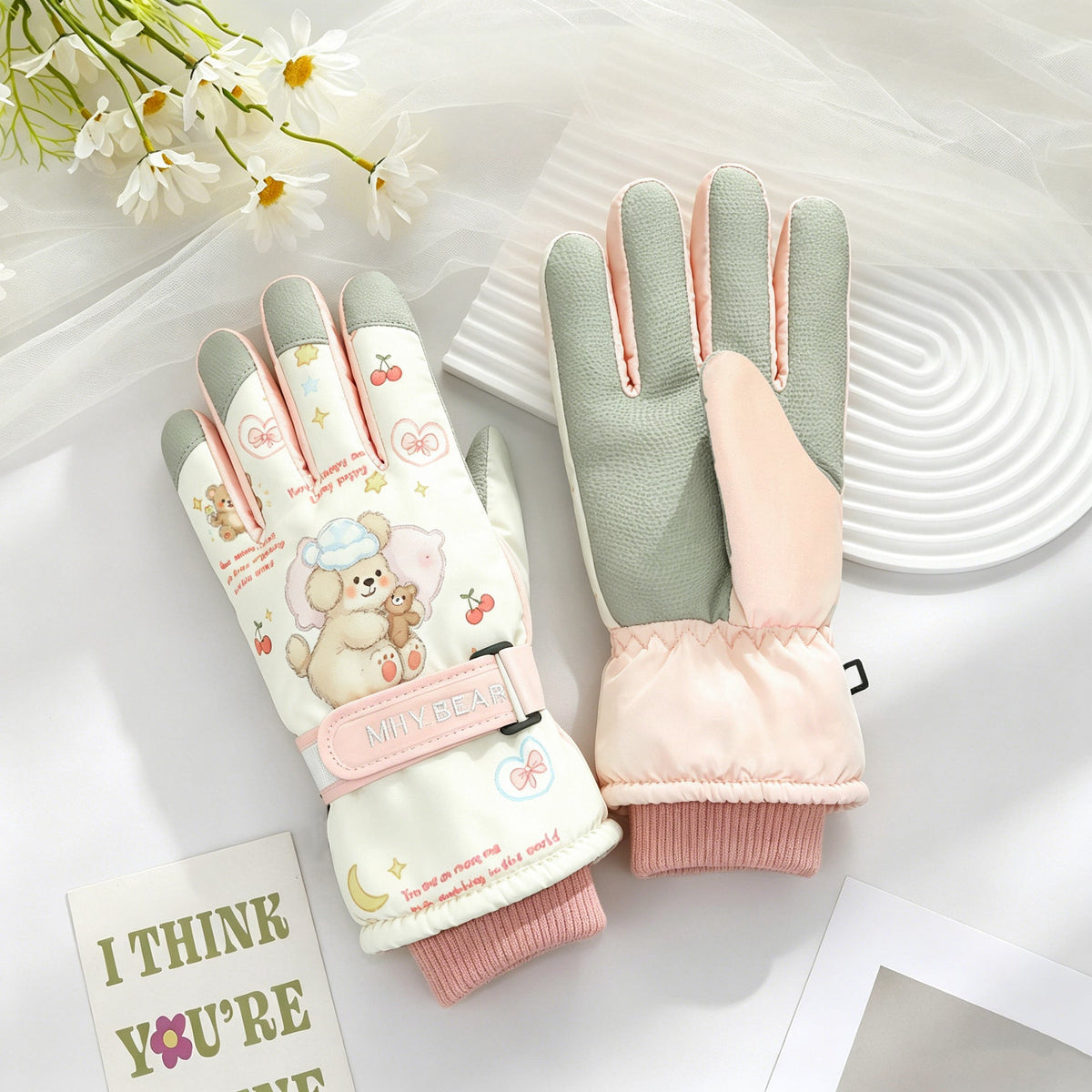 Ski Gloves Winter Unisex Outdoor Cycling Windproof Coldproof Fleece Thickened Warm Gloves Anti-slip Touchscreen Gloves