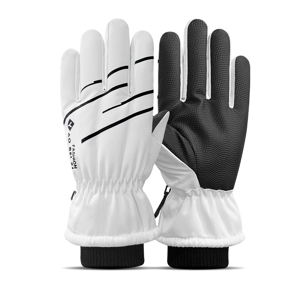 Ski gloves women's winter velvet outdoor cycling and mountaineering thickened waterproof, windproof and cold-proof warm gloves