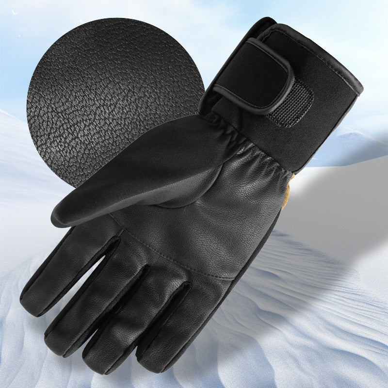 Ski gloves winter windproof and cold-proof men's warm and waterproof touch screen women's thickened and velvet ski cycling gloves
