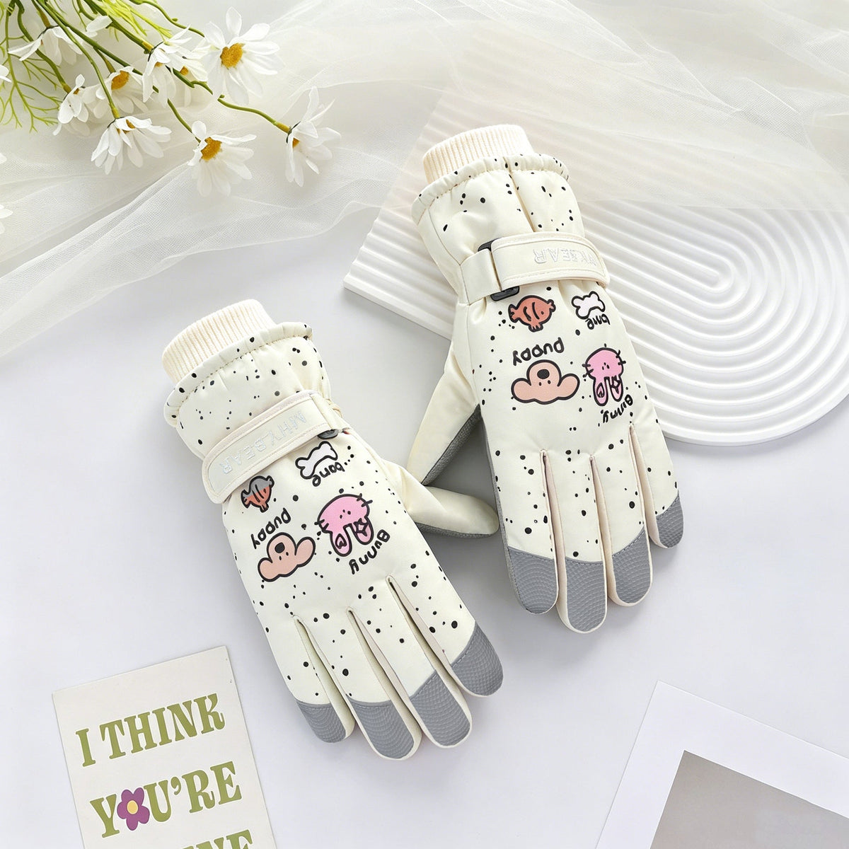 Ski Gloves Winter Unisex Outdoor Cycling Windproof Coldproof Fleece Thickened Warm Gloves Anti-slip Touchscreen Gloves