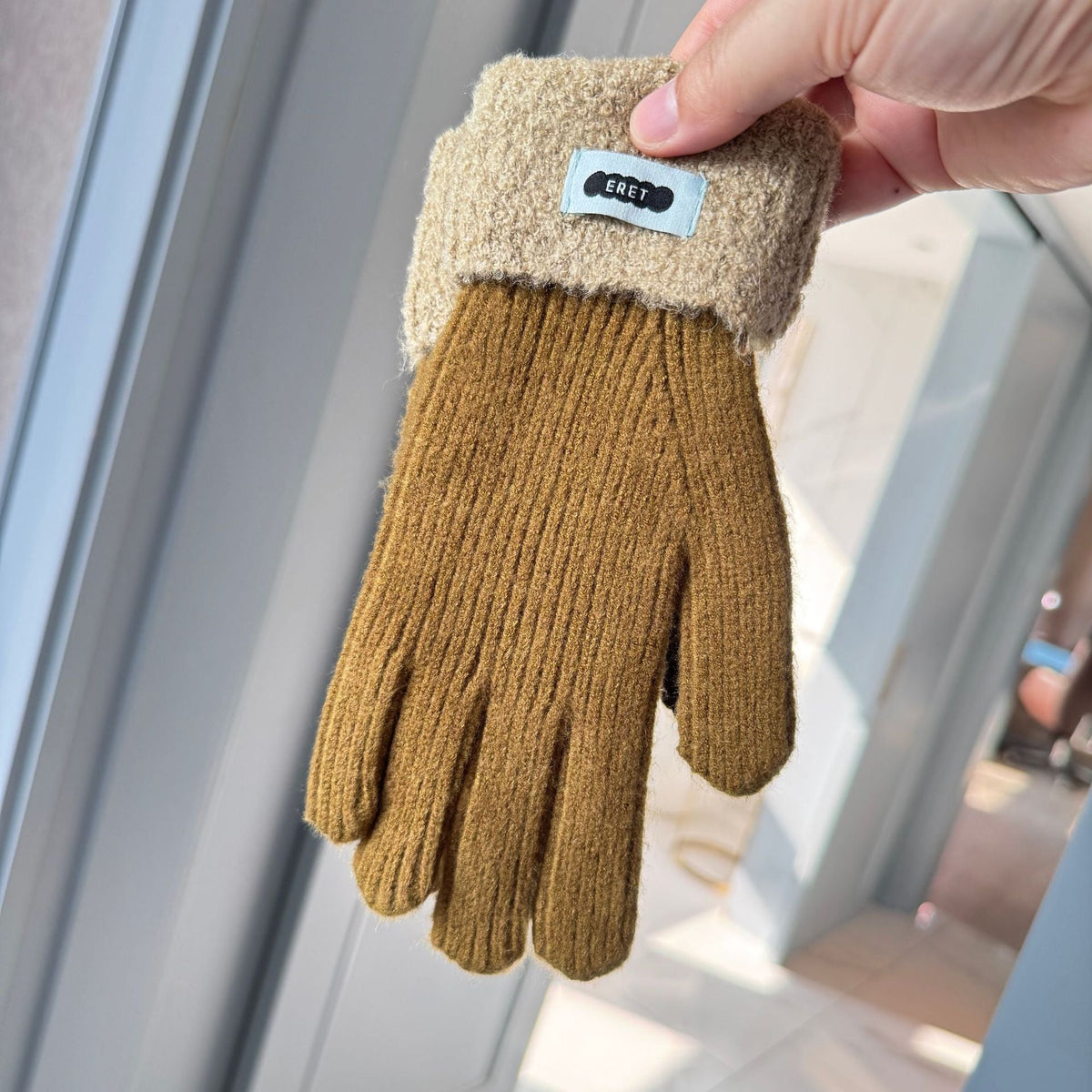 Korean style soft glutinous lamb ring color matching gloves women winter student warm cycling five-finger knitted gloves naked finger touch screen