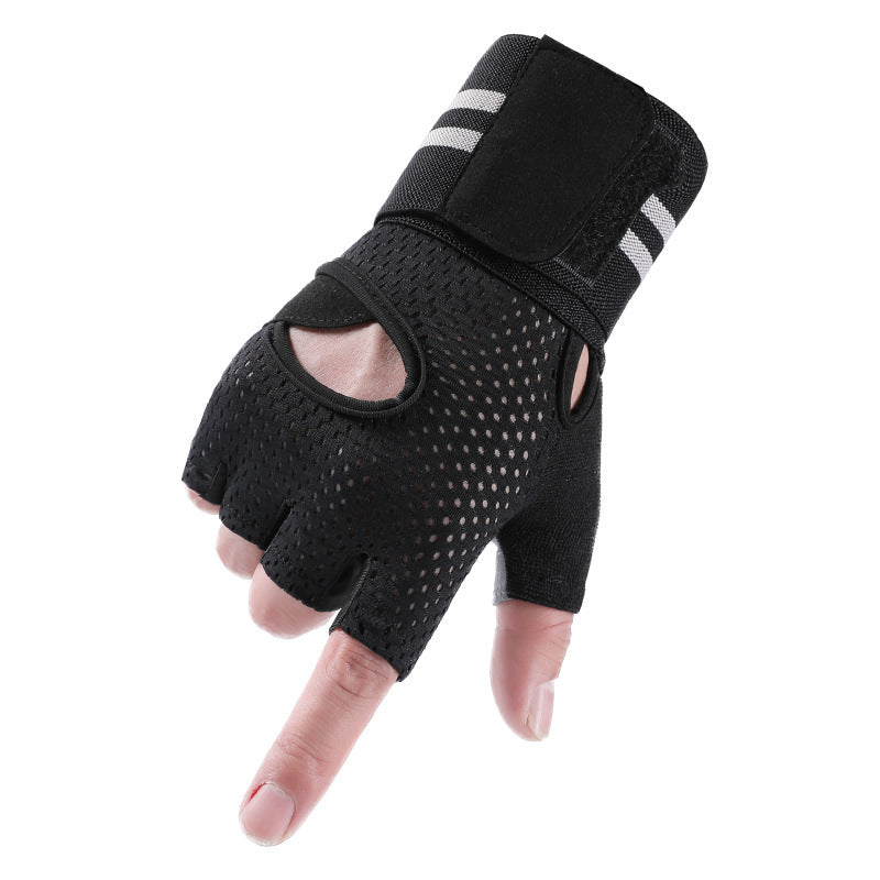 Summer Outdoor Cycling Half Finger Gloves Sport Unisex Breathable Anti Slip Short Finger Dumbbell Fitness Gloves