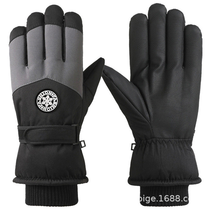 Ski gloves women's winter velvet outdoor cycling and mountaineering thickened waterproof, windproof and cold-proof warm gloves