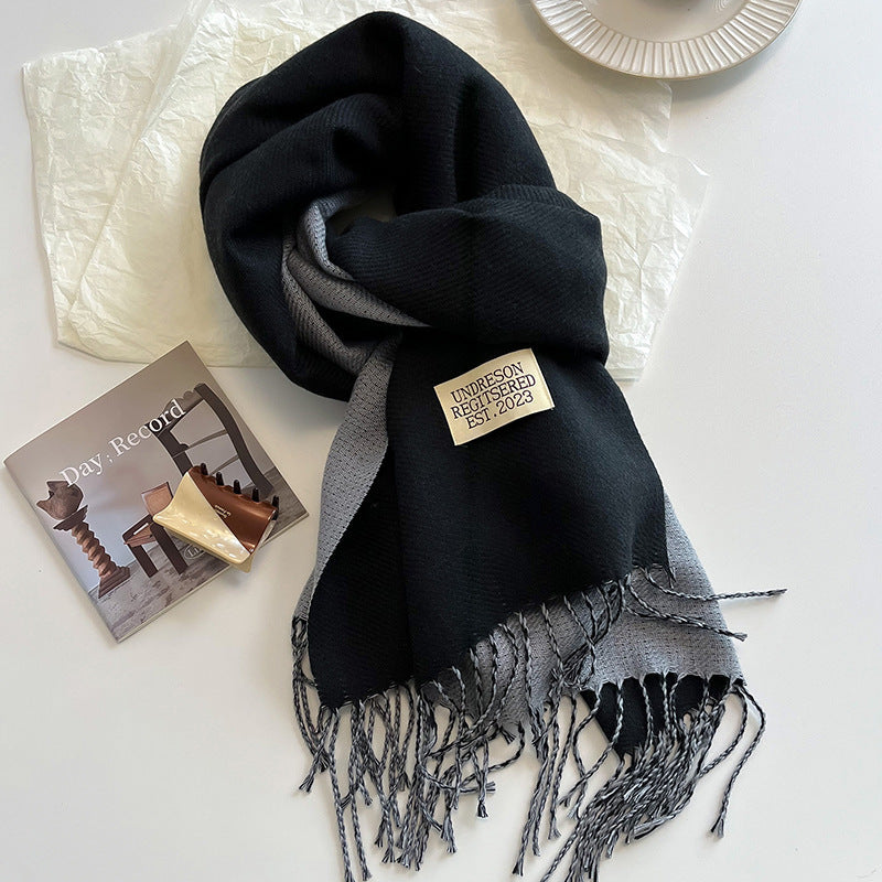 Women's Scarf Winter 2026 New Versatile Reversible Reversible Shawl Dual Purpose Pink Faux Cashmere Korean Style Premium
