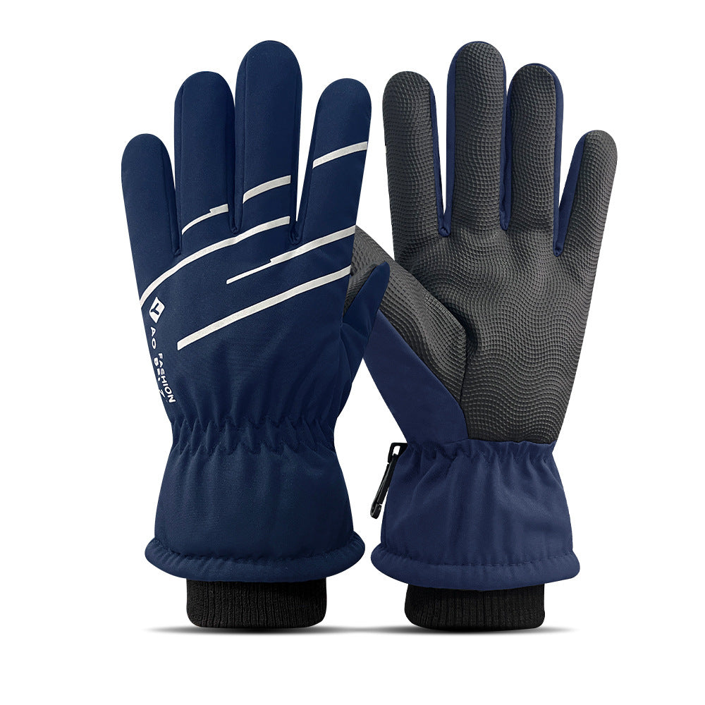 Ski gloves women's winter velvet outdoor cycling and mountaineering thickened waterproof, windproof and cold-proof warm gloves