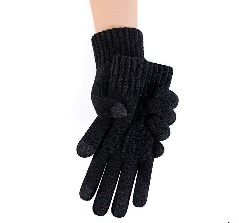 Men's Fall/Winter Gloves Large Fingers Finger Touch Screen Thickened Fleece Cold Warmer Knitted Cycling Cycling Warm