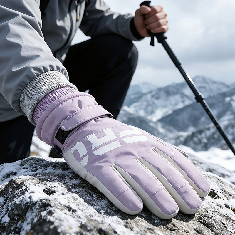 Ski Warm Gloves Men Winter Touch Screen Fleece Padded Outdoor Cycling Waterproof Windproof Coldproof Full Finger Gloves
