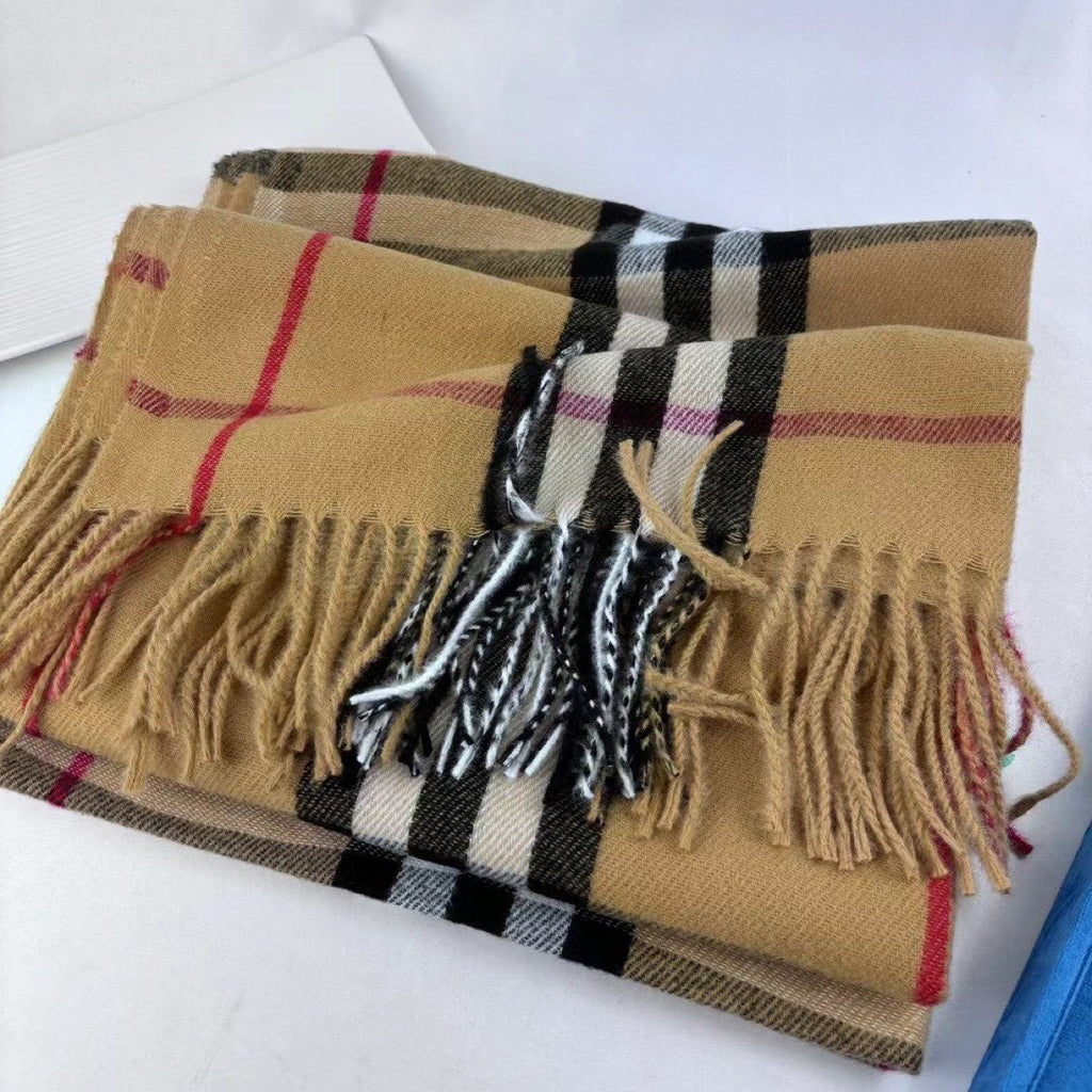 New plaid cashmere scarf Japanese and Korean warm neck scarf fashion tassel autumn winter scarf shawl