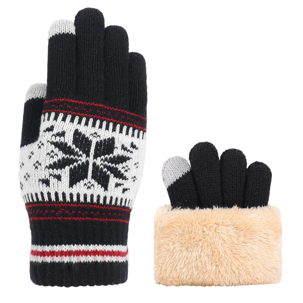 Cold Warmer Knitted Gloves Fleece Thicker Double Touchscreen Wholesale Adult Cold Warmer Touchscreen Gloves