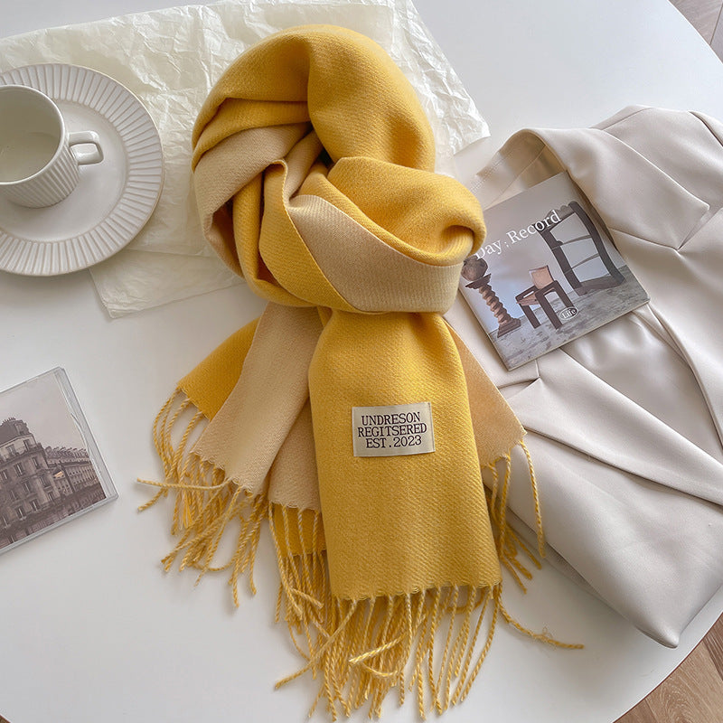 Women's Scarf Winter 2026 New Versatile Reversible Reversible Shawl Dual Purpose Pink Faux Cashmere Korean Style Premium