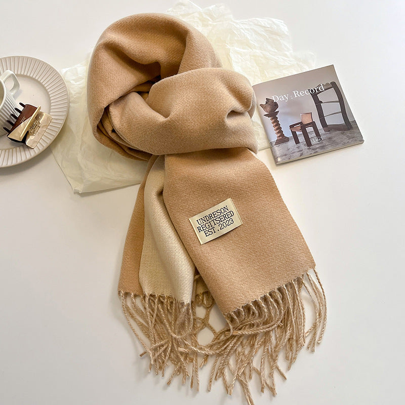 Women's Scarf Winter 2026 New Versatile Reversible Reversible Shawl Dual Purpose Pink Faux Cashmere Korean Style Premium