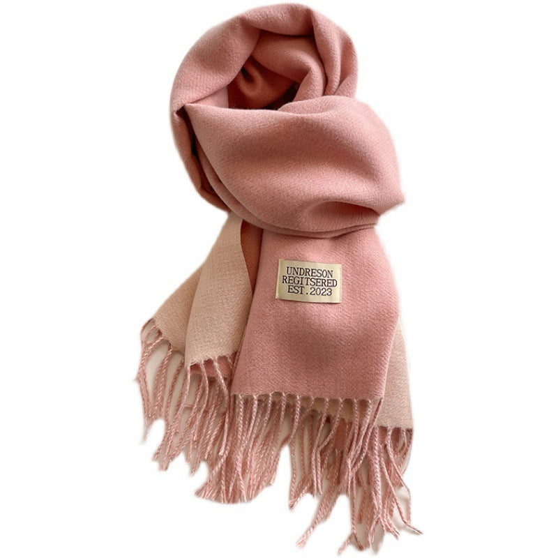 Women's Scarf Winter 2026 New Versatile Reversible Reversible Shawl Dual Purpose Pink Faux Cashmere Korean Style Premium