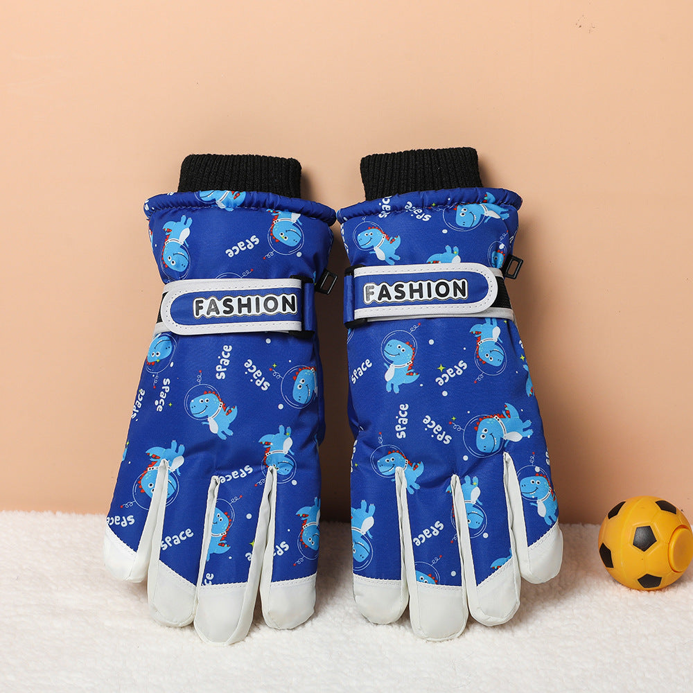 Children's Ski Gloves Outdoor Winter Warm Fleece Thick Play Snow Windproof Boys Waterproof Coldproof Gloves