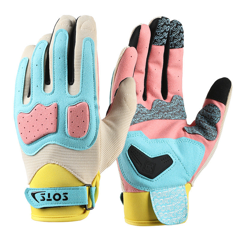 Cycling Gloves Men's Motorcycle Outdoor Motorcycle Sport Non-slip Touch Screen Wear Resistant Shock Absorbing Full Finger Fitness Gloves