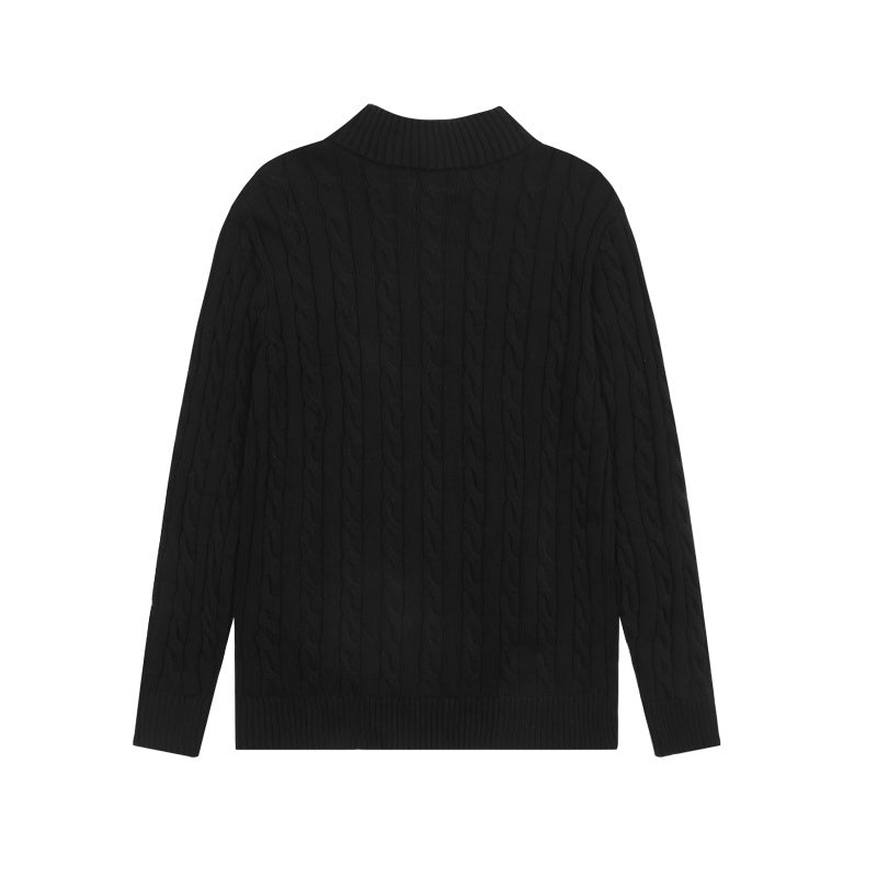 LFC18 New high-quality men's and women's ruff half zip solid pony embroidery logo Fried Dough Twists knitting sweater Clothing